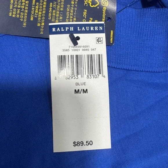 NWT Polo Ralph Lauren Golf Polo Soft Cotton Shirt Men's Medium Blue W/ Red Pony - Picture 3 of 8